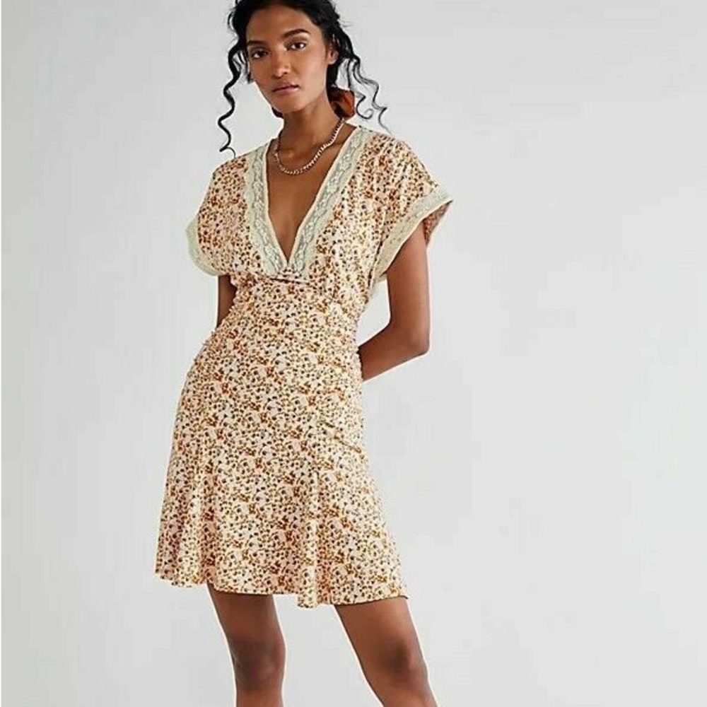 NWT Free People Sweet Talker Mini Dress, tea color, XS